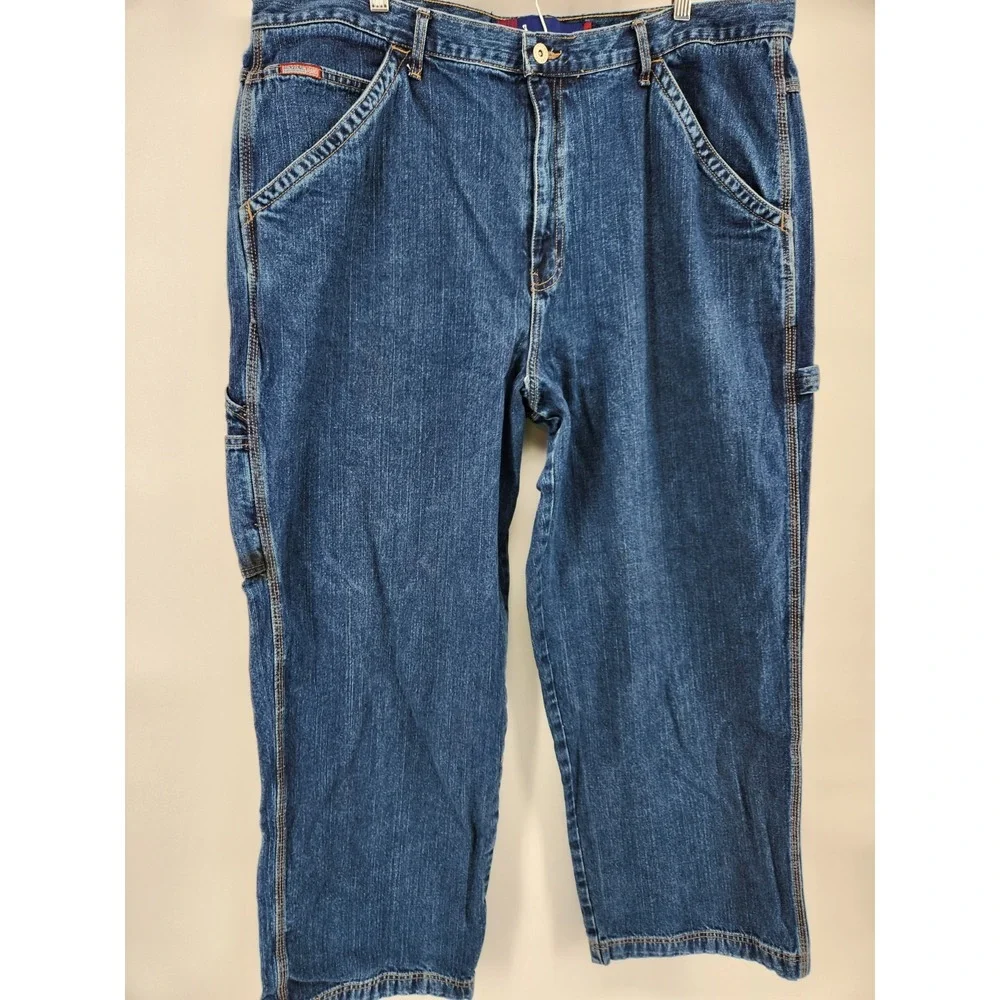 VTG‎ Benzene Carpenter Jeans Mens 42x30 Blue Baggy Denim Dark Wash American USA - Picture 2 of 9